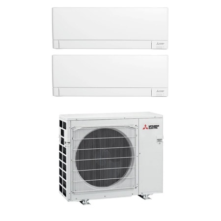 Immagine di Mitsubishi MSZ-AY R32 Climatizzatore a parete dual split inverter Wi-Fi bianco | unità esterna VFHZ 5.3 kW unità interne 9000+9000 BTU MXZ-2F53VFHZ+MSZ-AY[25|25]VGKP