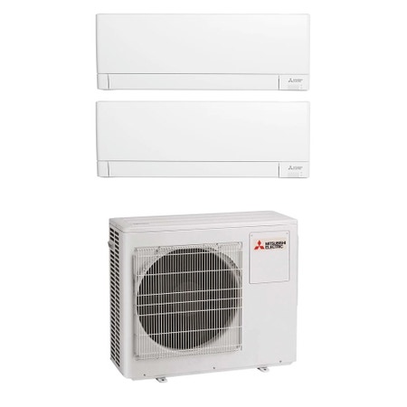 Immagine di Mitsubishi MSZ-AY R32 Climatizzatore a parete dual split inverter Wi-Fi bianco | unità esterna 5.4 kW unità interne 9000+9000 BTU MXZ-3F54VF+MSZ-AY[25|25]VGKP