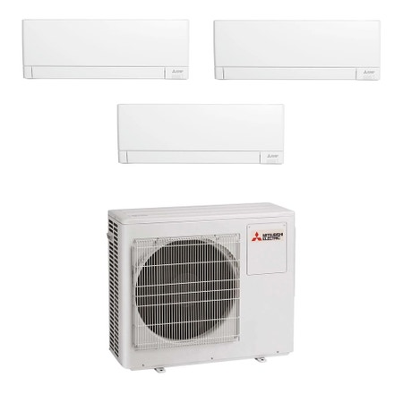 Immagine di Mitsubishi MSZ-AY R32 Climatizzatore a parete trial split inverter Wi-Fi bianco | unità esterna 8 kW unità interne 9000+9000+9000 BTU MXZ-4F80VF+MSZ-AY[25|25|25]VGKP