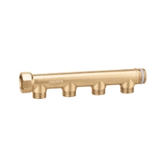 Immagine di Caleffi Collettore semplice, componibile, derivazioni maschio, accoppiamento a tenuta PTFE, 2 derivazioni 1/2" M con interasse 50 e attacco 3/4" 592525
