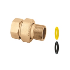 Immagine di Caleffi Raccordo a tre pezzi, 3/8" F x M a bocchettone, per impianti idraulici e sanitari 588030