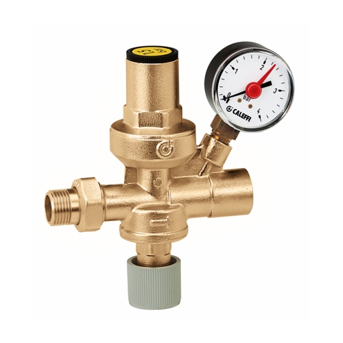 Immagine di Caleffi Gruppo di riempimento automatico con rubinetto, filtro, valvola di non ritorno, con attacco 1/2” e manometro 1/4” F 553040