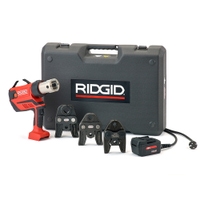 Immagine di Ridgid RP 350-C Pressatrice a pistola completo di ganasce U 16-20-25 mm, adattatore per alimentazione 220 V (con cavo da 5 m) e cassetta di trasporto 67148