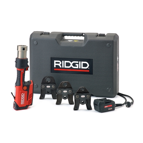 Immagine di Ridgid RP 351-C Pressatrice in linea completo di ganasce V 15-22-28 mm, adattatore per alimentazione 220 V (con cavo da 5 m) e cassetta di trasporto 67273