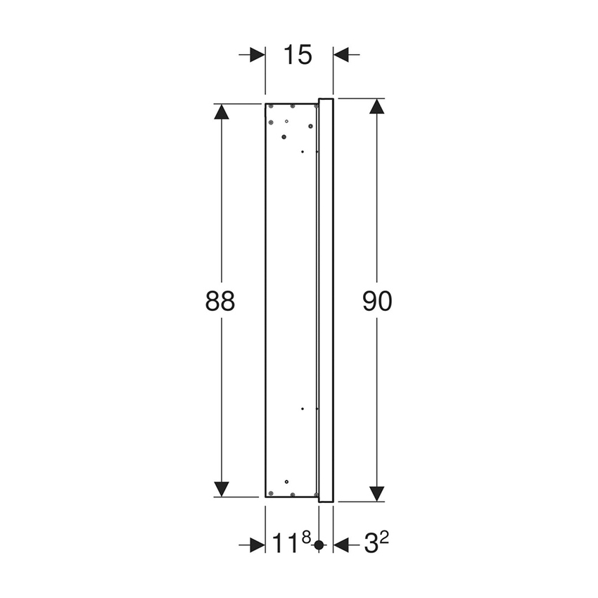 Immagine di Geberit ONE mobile specchio L.60 H.90 cm, da incasso, anta con cerniera a destra, con ComfortLight 505.801.00.1
