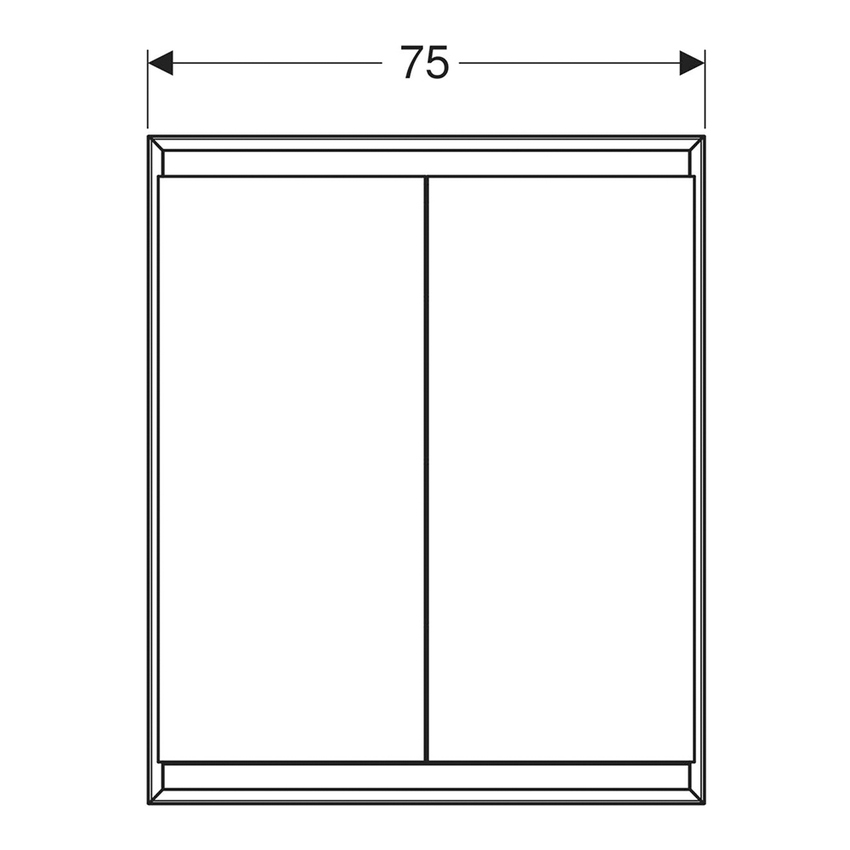 Immagine di Geberit ONE mobile specchio L.75 H.90 cm, da incasso, con 2 ante, con ComfortLight 505.802.00.1