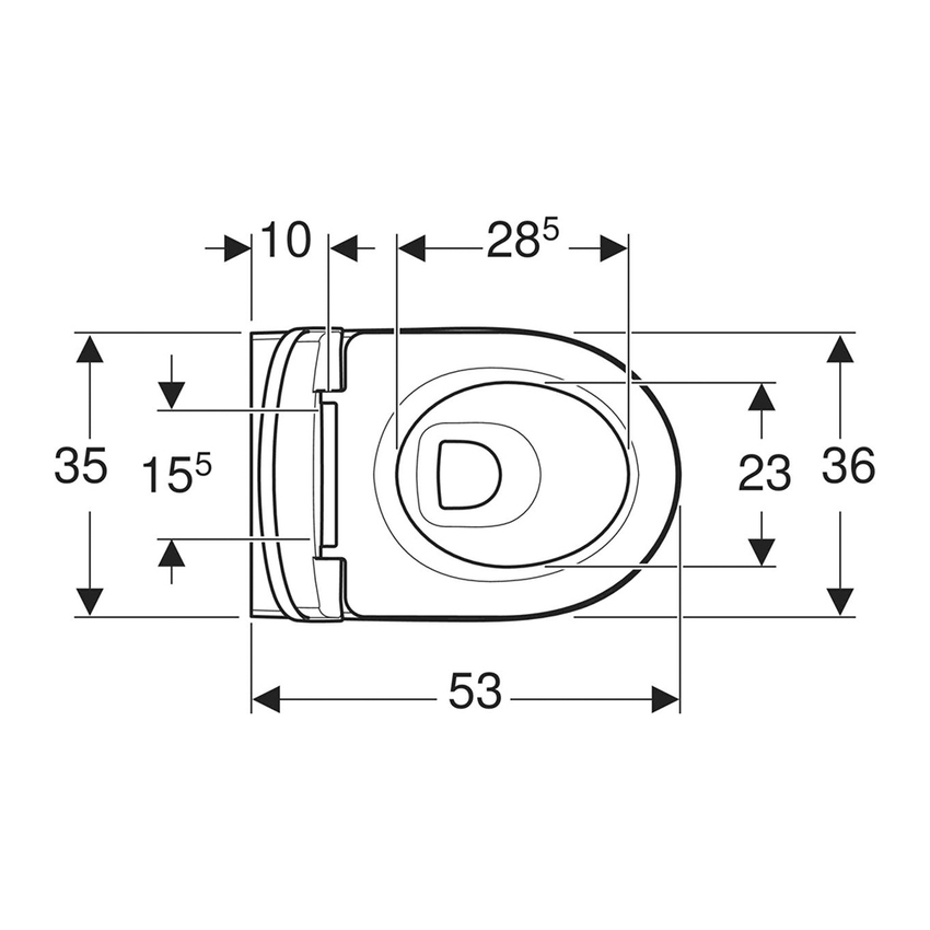 Immagine di Geberit SELNOVA PREMIUM vaso sospeso Rimfree, a cacciata, con sedile a discesa rallentata e fissaggi nascosti, colore bianco finitura lucido 502.793.00.1