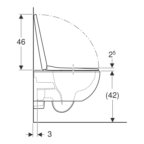 Immagine di Geberit SELNOVA PREMIUM vaso sospeso Rimfree, a cacciata, con sedile a discesa rallentata e fissaggi nascosti, colore bianco finitura lucido 502.793.00.1