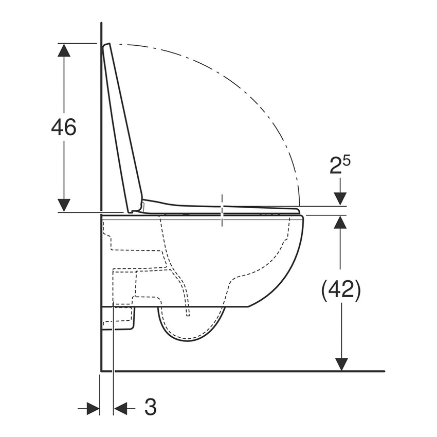 Immagine di Geberit SELNOVA PREMIUM vaso sospeso Rimfree, a cacciata, con sedile a discesa rallentata e fissaggi nascosti, colore bianco finitura lucido 502.793.00.1