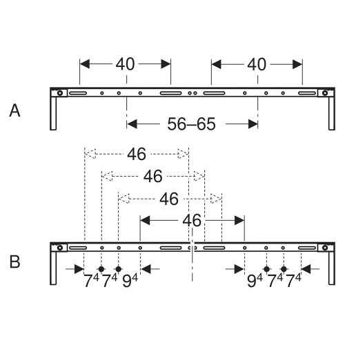 Immagine di Geberit DUOFIX traversa per il fissaggio del modulo d'installazione, per distanza tra i montanti 120 cm 111.045.00.1