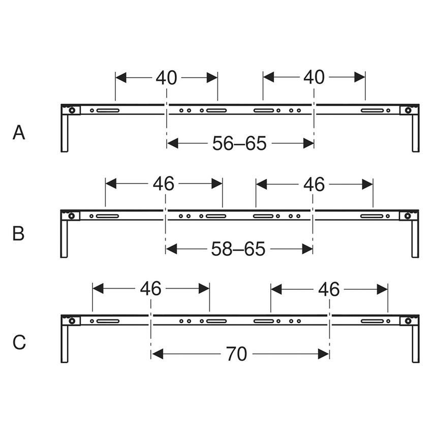 Immagine di Geberit DUOFIX traversa per il fissaggio del modulo d'installazione, per distanza tra i montanti 135 cm 111.046.00.1