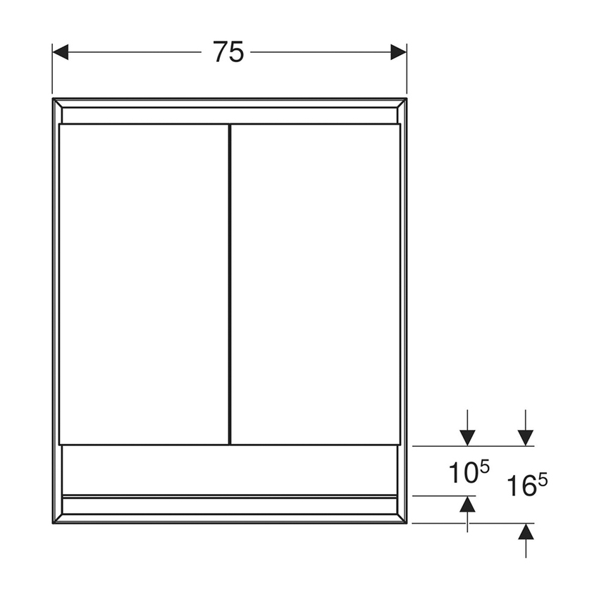 Immagine di Geberit ONE mobile specchio L.75 H.90 cm, con nicchia, da incasso, con 2 ante, con ComfortLight 505.822.00.1