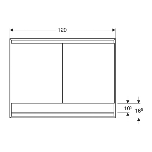 Immagine di Geberit ONE mobile specchio L.120 H.90 cm, con nicchia, da incasso, con 2 ante, con ComfortLight 505.825.00.1