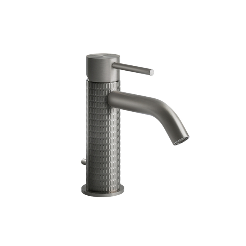 Immagine di Gessi 316 MECCANICA miscelatore monocomando per lavabo H.16 cm, con scarico, finitura steel brushed 54201#239
