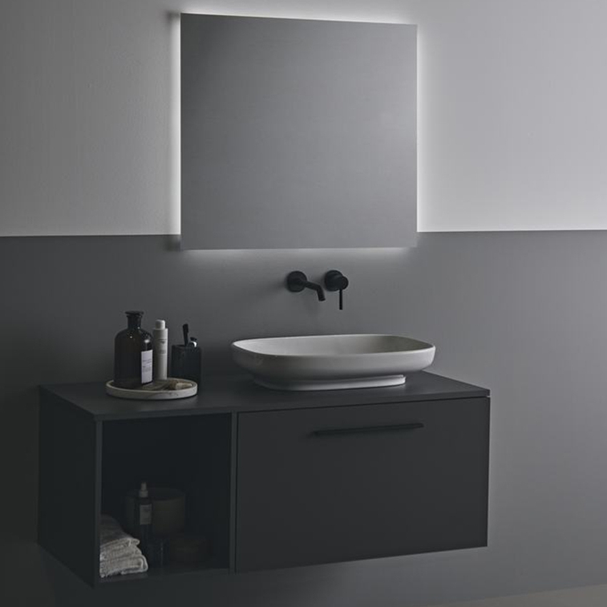 Immagine di Ideal Standard I.LIFE B VESSEL lavabo da appoggio rettangolare L.60 cm, senza foro rubinetteria e senza troppopieno, colore bianco finitura lucido T508701