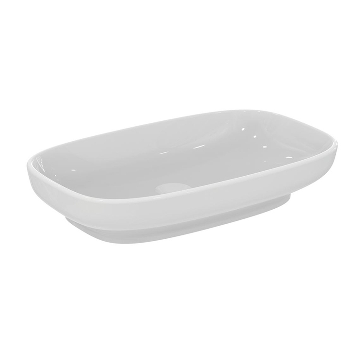Immagine di Ideal Standard I.LIFE B VESSEL lavabo da appoggio rettangolare L.60 cm, senza foro rubinetteria e senza troppopieno, colore bianco finitura lucido T508701
