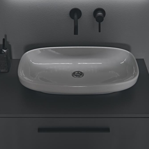Immagine di Ideal Standard I.LIFE B VESSEL lavabo da appoggio rettangolare L.60 cm, senza foro rubinetteria e senza troppopieno, colore bianco finitura lucido T508701