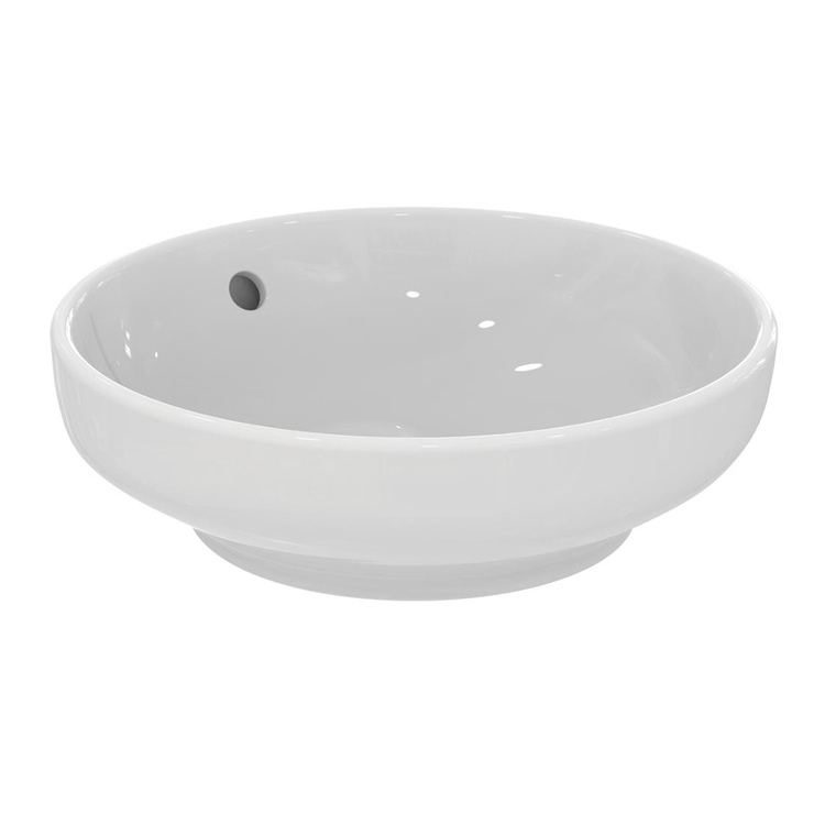Ideal Standard I.LIFE B VESSEL lavabo da appoggio rotondo Ø 40 cm, senza foro rubinetteria, con troppopieno, colore bianco finitura lucido T509101