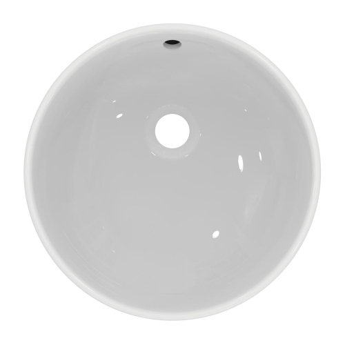 Immagine di Ideal Standard I.LIFE B VESSEL lavabo da appoggio rotondo Ø 40 cm, senza foro rubinetteria, con troppopieno, colore bianco finitura lucido T509101