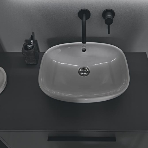 Immagine di Ideal Standard I.LIFE B VESSEL lavabo da appoggio rettangolare L.45 cm, senza foro rubinetteria, con troppopieno, colore bianco finitura lucido T509201