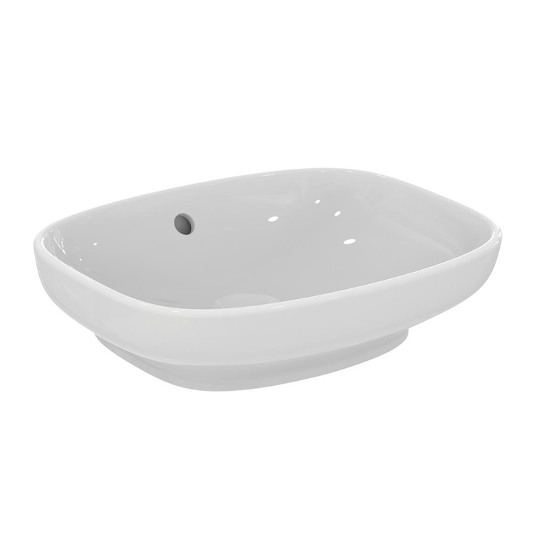 Immagine di Ideal Standard I.LIFE B VESSEL lavabo da appoggio rettangolare L.45 cm, senza foro rubinetteria, con troppopieno, colore bianco finitura lucido T509201