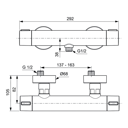 Immagine di Ideal Standard ALU+ miscelatore termostatico esterno per doccia, tecnologia CoolBody e tasto Eko, senza componenti doccia, colore matt silver BD582SI