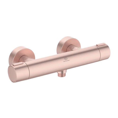 Immagine di Ideal Standard ALU+ miscelatore termostatico esterno per doccia, tecnologia CoolBody e tasto Eko, senza componenti doccia, colore rosè BD582RO