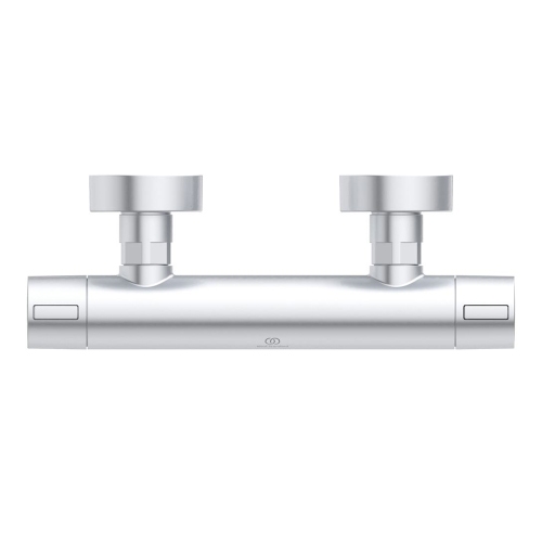 Immagine di Ideal Standard ALU+ miscelatore termostatico esterno per doccia, tecnologia CoolBody e tasto Eko, senza componenti doccia, colore matt silver BD582SI