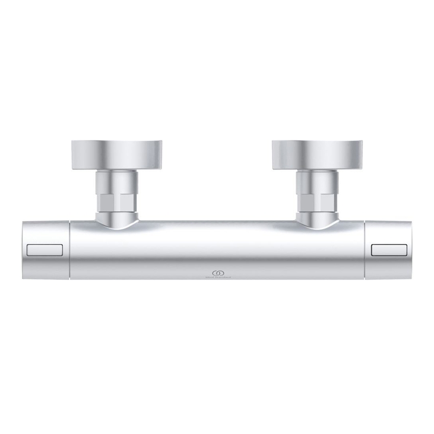 Immagine di Ideal Standard ALU+ miscelatore termostatico esterno per doccia, tecnologia CoolBody e tasto Eko, senza componenti doccia, colore matt silver BD582SI