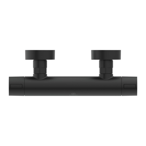 Immagine di Ideal Standard ALU+ miscelatore termostatico esterno per doccia, tecnologia CoolBody e tasto Eko, senza componenti doccia, colore nero seta finitura opaco BD582XG