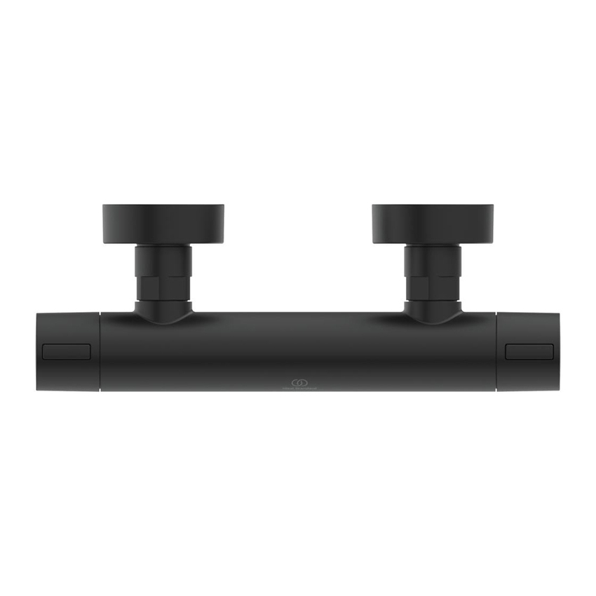 Immagine di Ideal Standard ALU+ miscelatore termostatico esterno per doccia, tecnologia CoolBody e tasto Eko, senza componenti doccia, colore nero seta finitura opaco BD582XG