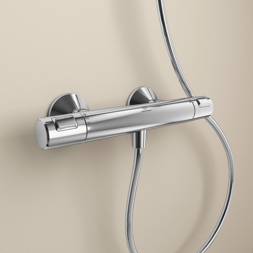 Immagine di Ideal Standard CERATHERM T25 miscelatore termostatico esterno per doccia, con tecnologia Cool Body e tasto Eko, senza componenti doccia, finitura cromo A7201AA