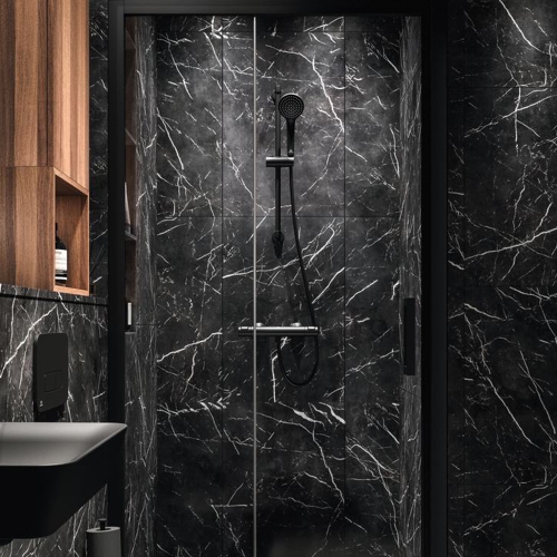 Immagine di Ideal Standard CERATHERM T25 miscelatore termostatico esterno per doccia, con tecnologia Cool Body e tasto Eko, senza componenti doccia, colore nero finitura opaco A7201XG