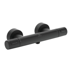 Immagine di Ideal Standard CERATHERM T25 miscelatore termostatico esterno per doccia, con tecnologia Cool Body e tasto Eko, senza componenti doccia, colore nero finitura opaco A7201XG