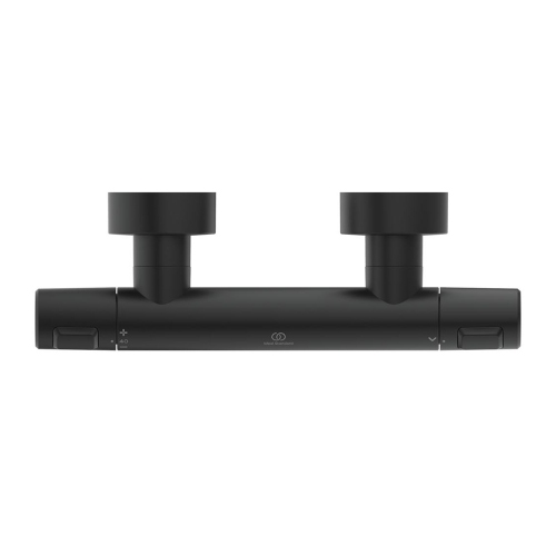 Immagine di Ideal Standard CERATHERM T25 miscelatore termostatico esterno per doccia, con tecnologia Cool Body e tasto Eko, senza componenti doccia, colore nero finitura opaco A7201XG