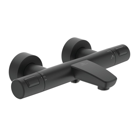 Immagine di Ideal Standard CERATHERM T25 miscelatore termostatico esterno per vasca o doccia, con tecnologia CoolBody, senza componenti doccia, colore nero seta finitura opaco A7544XG