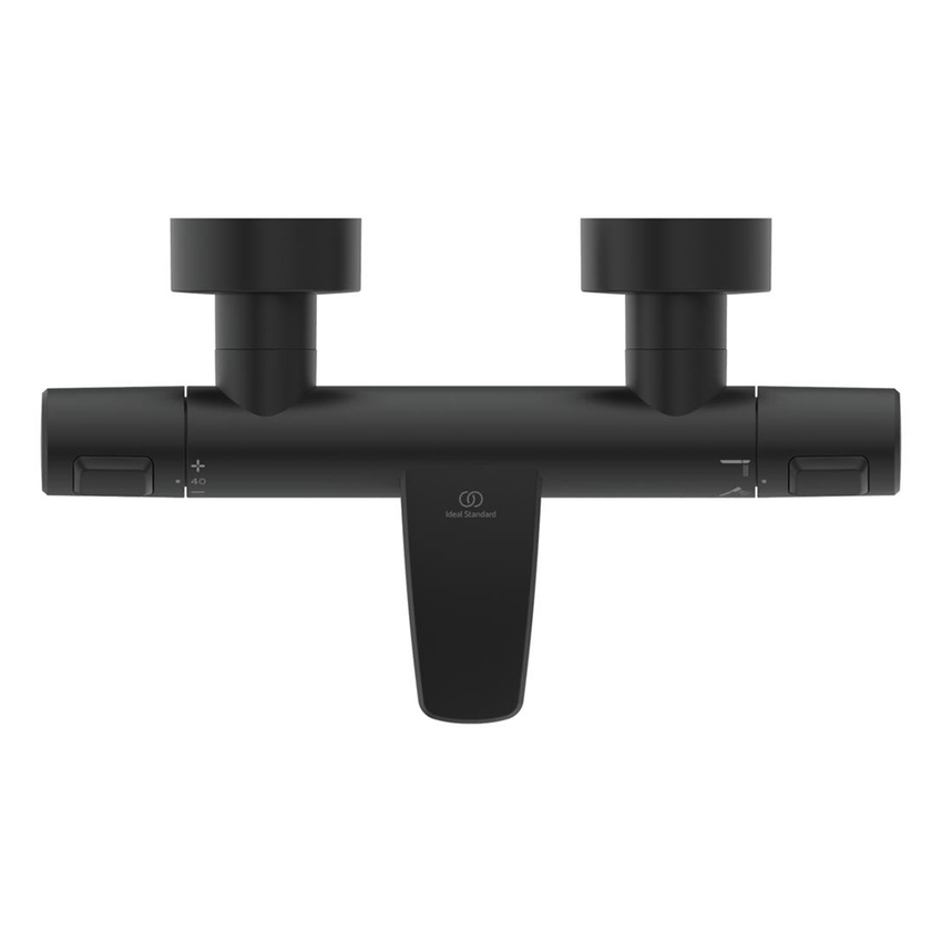 Immagine di Ideal Standard CERATHERM T25 miscelatore termostatico esterno per vasca o doccia, con tecnologia CoolBody, senza componenti doccia, colore nero seta finitura opaco A7544XG