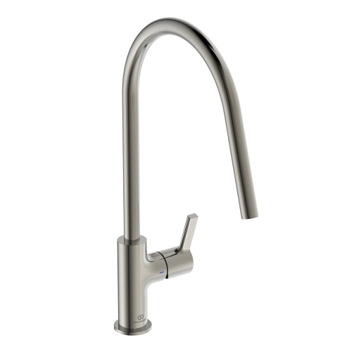 Immagine di Ideal Standard GUSTO miscelatore monocomando H.42 cm per lavello, con bocca orientabile, finitura silver storm BD408GN