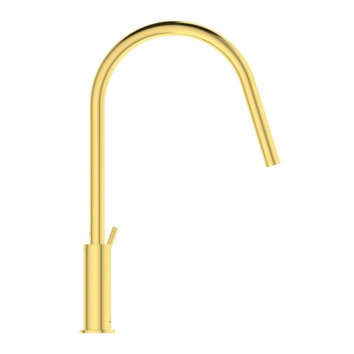 Immagine di Ideal Standard GUSTO miscelatore monocomando H.42 cm per lavello, con bocca orientabile, finitura brushed gold BD408A2