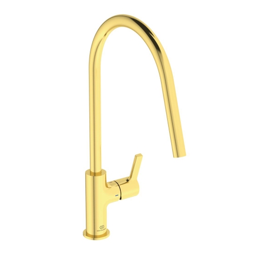 Immagine di Ideal Standard GUSTO miscelatore monocomando H.42 cm per lavello, con bocca orientabile, finitura brushed gold BD408A2