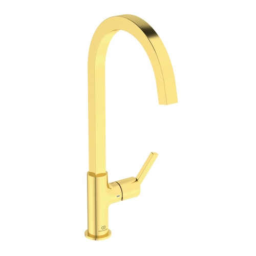 Immagine di Ideal Standard GUSTO miscelatore monocomando H.42 cm per lavello, con bocca alta squadrata, finitura brushed gold BD411A2