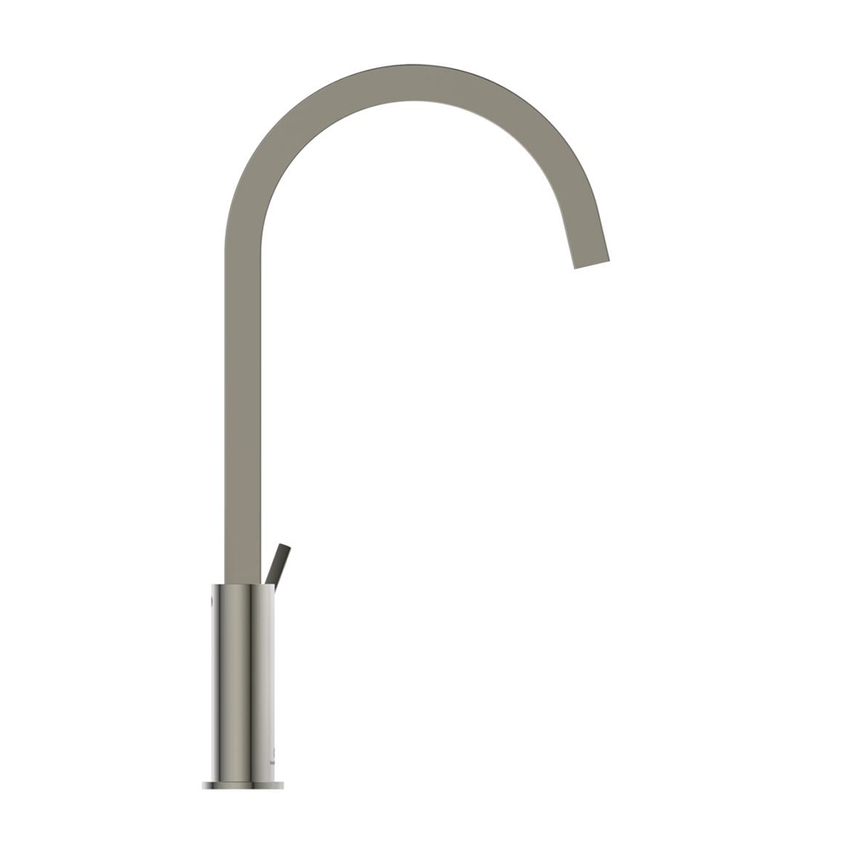 Immagine di Ideal Standard GUSTO miscelatore monocomando H.42 cm per lavello, con bocca alta squadrata, finitura silver storm BD411GN