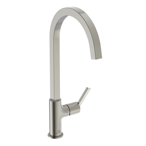 Immagine di Ideal Standard GUSTO miscelatore monocomando H.42 cm per lavello, con bocca alta squadrata, finitura silver storm BD411GN