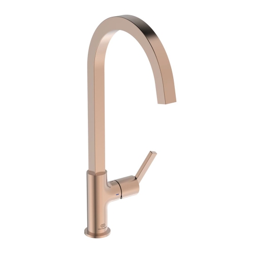 Immagine di Ideal Standard GUSTO miscelatore monocomando H.42 cm per lavello, con bocca alta squadrata, finitura sunset rose BD411J4