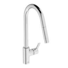 Immagine di Ideal Standard GUSTO miscelatore monocomando H.46 cm per lavello, con bocca estraibile a 2 funzioni, finitura cromo BD416AA