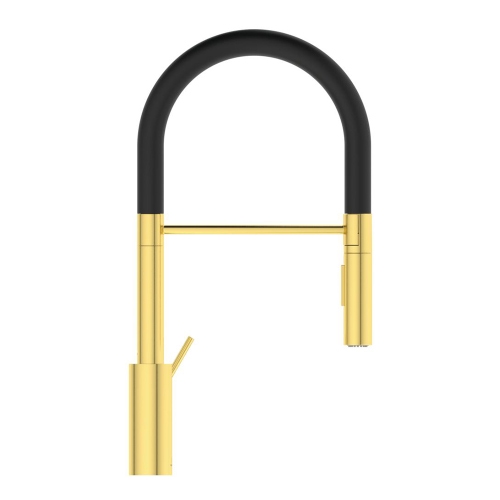 Immagine di Ideal Standard GUSTO miscelatore semi professionale H.48 cm per lavello, con bocca orientabile ed estraibile, finitura brushed gold BD417A2