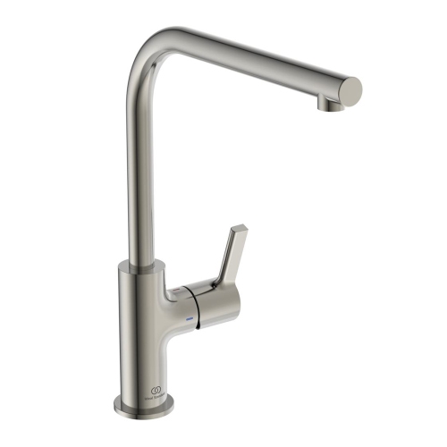 Immagine di Ideal Standard GUSTO miscelatore monocomando H.33 cm per lavello, con bocca alta ad L, finitura silver storm BD418GN