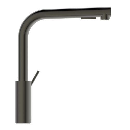 Immagine di Ideal Standard GUSTO miscelatore monocomando H.33 cm per lavello, con bocca alta ad L e doccetta estraibile a 2 funzioni, finitura magnetic grey BD420A5