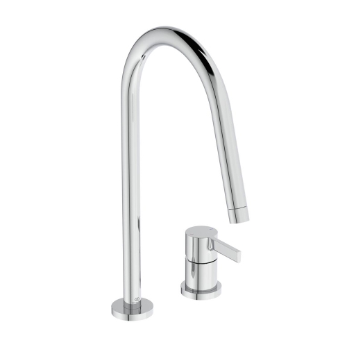 Immagine di Ideal Standard GUSTO miscelatore monocomando H.43 cm, a 2 fori con bocca alta tubolare e orientabile, finitura cromo BD422AA