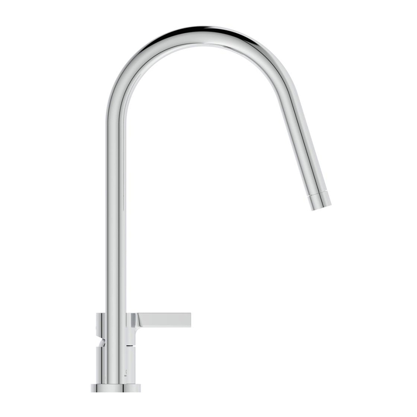 Immagine di Ideal Standard GUSTO miscelatore monocomando H.43 cm, a 2 fori con bocca alta tubolare e orientabile, finitura cromo BD422AA